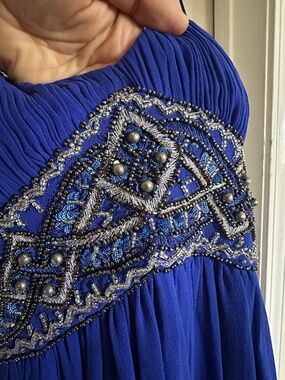 Royal Blue Beaded Mini Prom/Formal Dress